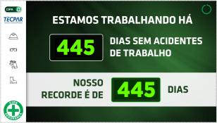 Tecpar bate recorde de dias sem acidente de trabalho 