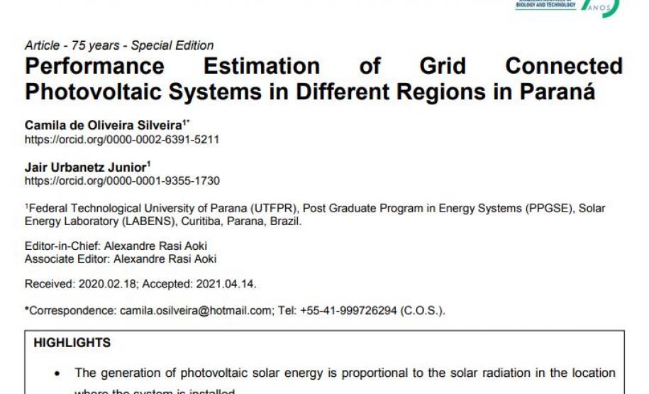 Um dos artigos publicados na edição especial da revista científica do Tecpar é de autoria da pesquisadora paranaense Camila de Oliveira Silveira, engenheira eletricista.