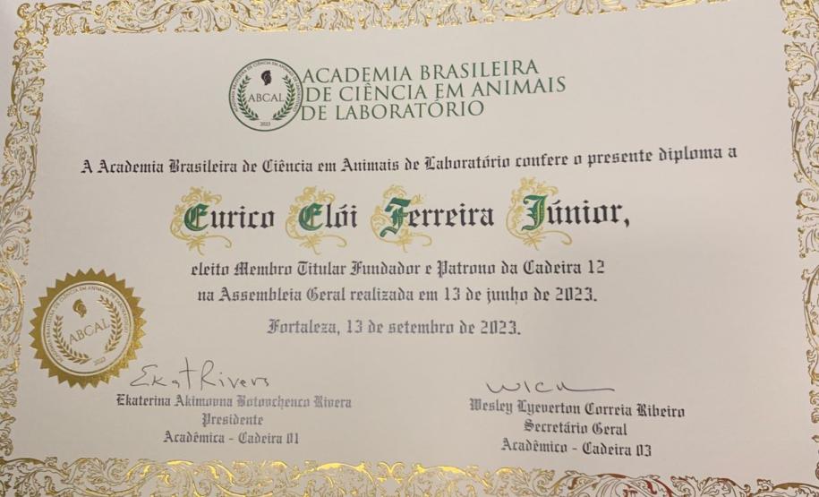 Funcionário do Tecpar é membro fundador da Academia Brasileira de Ciência em Animais de Laboratório