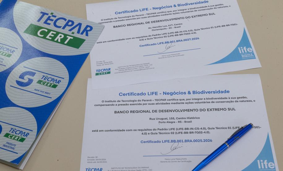 Conservação da biodiversidade: Tecpar certifica BRDE por práticas sustentáveis